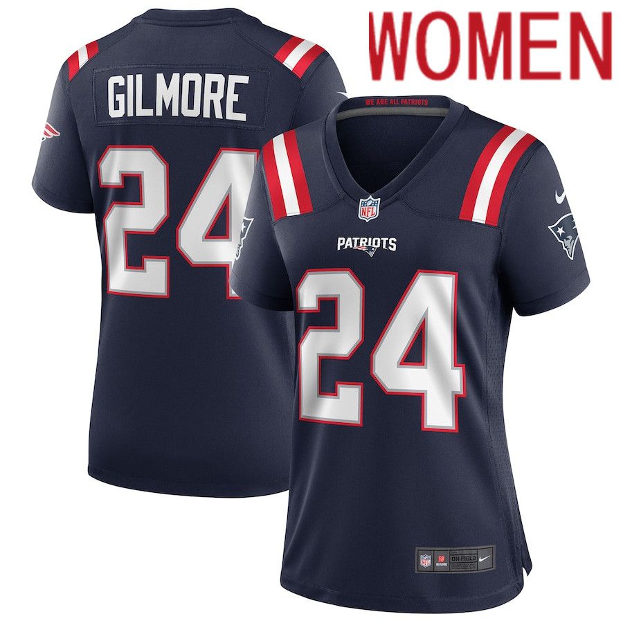 Women New England Patriots 24 Stephon Gilmore Nike Navy Game NFL Jersey